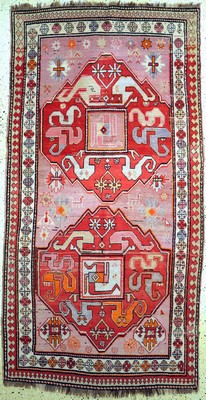 Wolkenband Kazak, Kaukasus, Anfang 20.Jhd, Wolle auf Wolle, ca. 250 x 133 cm, EHZ: 2-3 (alte Restaurierungen)