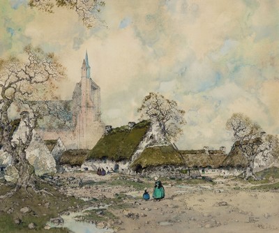 Ernest Pierre Guerin, 1887 Rennes-1952 Quiberon, Frankreich, Aquarell, "Saint Avoi, Avray, Bretagne", rechts unten bezeichnet und signiert, ...