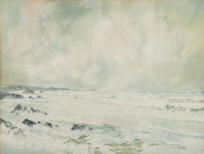 Ernest Pierre Guerin, 1887 Rennes-1952 Quiberon, Frankreich, Aquarell, "Beg er Vil", Küstenbrandung bei Quiberon, rechts unten bezeichnet ...