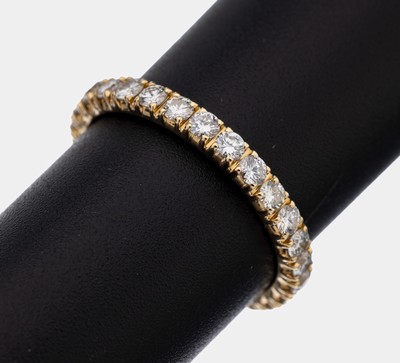 14 kt Gold Brillant-Memoryring, GG 585/000,Brillanten zus. ca. 1.22 ct feines Weiß- Weiß/vs-si, RW 57, ca. 2.4 g
