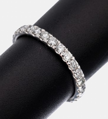 14 kt Gold Brillant-Memoryring, WG 585/000,Brillanten zus. ca. 0.97 ct feines Weiß- Weiß/vs-si, RW 54, ca. 1.7 g