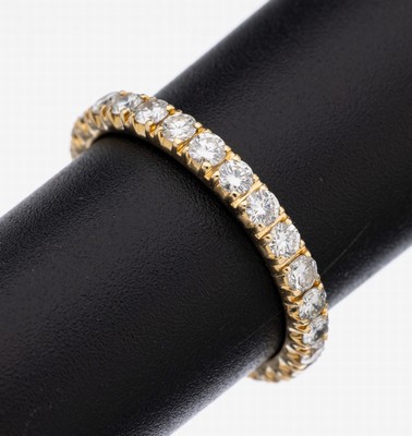 14 kt Gold Brillant-Memoryring, GG 585/000,Brillanten zus. ca. 1.19 ct feines Weiß- Weiß/vs-si, RW 55, ca. 2.4 g