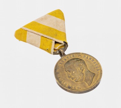 Langensalza-Medaille, Bronze, gestiftet durch König Georg V. von Hannover (AV), wurde vergeben an alle Soldaten, die an der Schlachtvon Langensalza ...