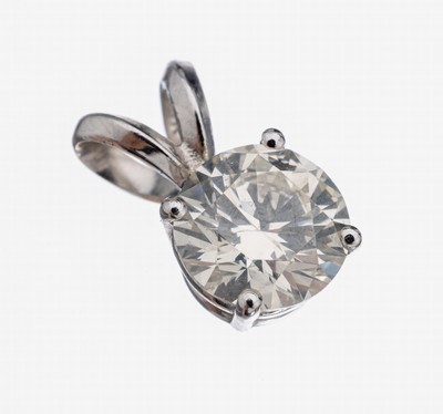 14 kt Gold Brillant-Anhänger, WG 585/000 gepr., Brillant ca. 0.90 ct Weiß-l.get.Weiß/si