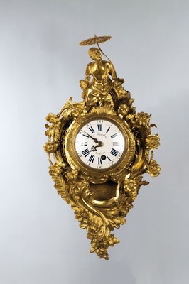 Kartelluhr, Himly Pfenniger Arolsen, 18. Jh., reich verziertes französisches Bronze Gehäuse mit alter Vergoldung, geschweifte Rocaillen mit ...