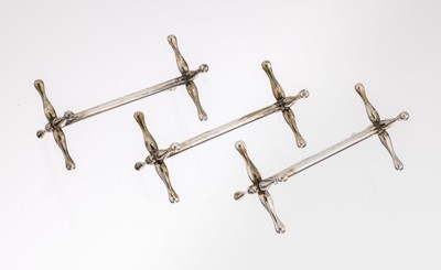 Set 6 Messerbänkchen, 800er Silber, Italien, schlichte Gestaltung, L. ca. 7 cm, ca. 141 g