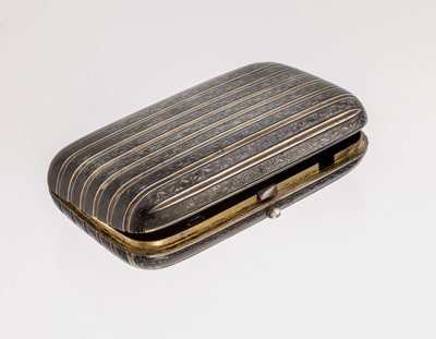 Zigarrenetui, Russland Moskau 1885, 84er Silber, Rillen mit Tulaverzierungen, innen vergoldet, ca. 11 x 6.5 x 2.5 cm, Beschaumeister Viktor ...