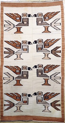 Südamerikanische Kelim, Anfang 20.Jhd, Wolle auf Wolle, ca. 240 x 130 cm, Reinigungsbedürftig, EHZ: 2