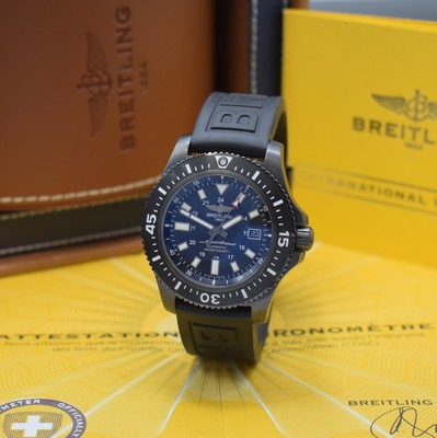 BREITLING Herrenarmbanduhr Superocean 44 Special Referenz M17393, Schweiz verk. lt. beil. Pap. 12/2018, Automatik, DLC beschichtetes Edelstahlgeh. ...
