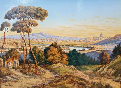 Hans Pfaff, 1939-2019, Blick auf Rom, Öl/Malkarton, links unten signiert, ca. 32x42cm, R. ca. 43x54cm