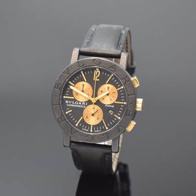 BULGARI Carbongold auf 999 Stück limitierter Armbandchronograph Referenz BB 38 CL CH Paris-Edition, Schweiz um 2010, quarz, Carbon- Geh. inkl. orig. ...