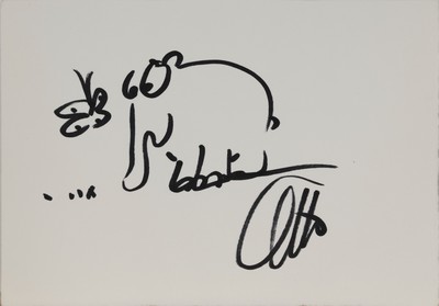 Otto Waalkes, geb. 1948, kleine Filzstiftzeichnung eines Ottifanten, ca. 10x15cm