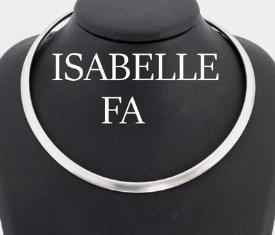 18 kt Gold ISABELLE FA Halsreif, WG 750/000 sat., schwere qualitätvolle Verarbeitung, D. ca. 12.5 cm, flexibel gearbeitet, ca. 35.0 g, mit orig. ...