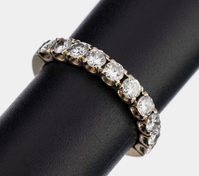 14 kt Gold Brillant-Ring, WG 585/000 gepr.,10 Brillanten zus. ca. 1.00 ct Weiß/si, RW 55,ca. 2.9 g