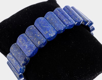 Lapislazuli Armband, ovale polierte Glieder, auf Gummizug aufgezogen, D ca. 6.5 cm