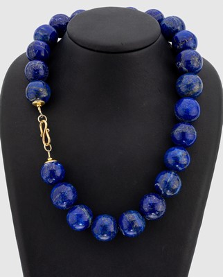 Lapislazuli-Collier, S-Schließe Silber vergoldet, große Kugeln D ca. 18.7 - 21.3 mm, L. ca. 50 cm