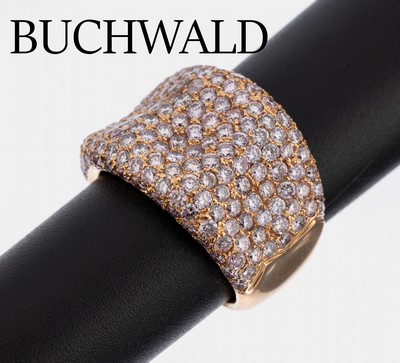 18 kt Gold BUCHWALD Brillant-Ring, RG 750/000, 166 Brillanten zus. ca. 4.0 ct feines Weiß/vs-si, mehrere Steine besch., RW 53, ca. 14.5 g
