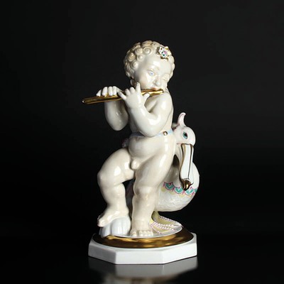 Porzellanfigur "Orpheus", Hutschenreuther, Kunstabteilung Selb, Entw. Ludwig Vierthaler 1924, Porzellan, farbig und goldstaffiert, Art ...