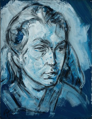 Heiko Pippig, geb. 1951 Mosbach, en-face-Porträt einer Frau, Öl/Lwd, links unten monogr. und dat. 07, ca. 85x70cm Studium in Mannheim und Karlsruhe ...
