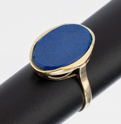 8 kt Gold Lapislazuli-Ring, GG 333/000, ovale Lapislazuli-Platte, frei, RW 59, ca. 3.7g