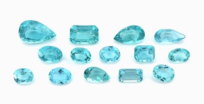 Lot 14 lose Apatite, zus. ca. 14.58 ct, versch. Schliffformen und Größen