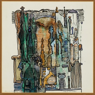 Siegfried Reich an der Stolpe, 1912-2001, Fantastico Altea, Mischtechnik auf Papier, rehcts unten signiert, ca. 24x20cm, PP, u.Gl., R. ca. 46x46cm