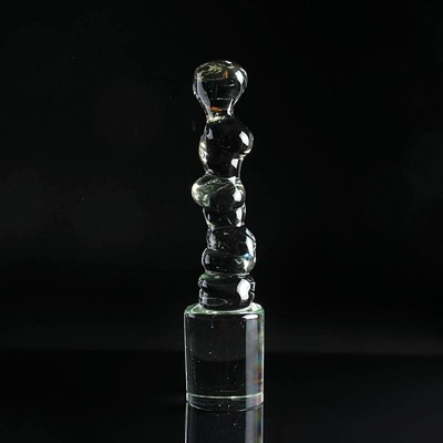 Paar Glasskulpturen, Ermanno Nason für Cenedese, Murano, Italien, 1960/70er-Jahre, 1x schwach grün getöntes Glas, übereinander gestapelte ...
