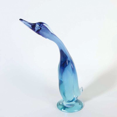 Glasskulptur, Flavio Poli für Seguso, 1960er Jahre, sommerso, blaues Glas mit türkisem Innenüberfang, H. ca. 42cm