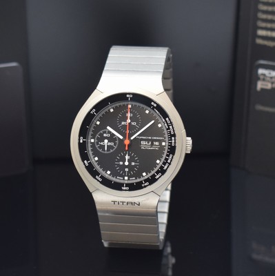 PORSCHE DESIGN Heritage auf 911 Stück limitierter Armbandchronograph Referenz P6530 in Titan, Schweiz um 2010, Automatik, orig. Gliederband m. dopp. ...