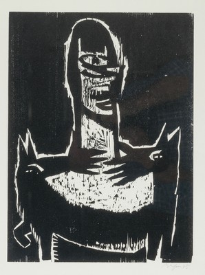 Ina Barfuss, geb. 1949 Lüneburg, seit 1978 in Berlin tätig, 2 Grafiken: Stilles Verlangen, Holzschnitt, sign. und dat. 85, ca. 40x30cm, PP, u.Gl., ...
