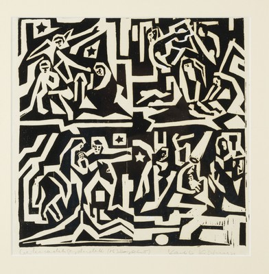 Karl Kistner, 1926 Medard/Glan-2017 Ludwigshafen, Weihnachtsgeschichte, Holzschnitt, sign., betitelt, ca. 28x28cm, PP, u.Gl., R. ca. 42x42cm, Studium ...