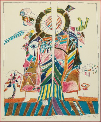Bernd Kastenholz, geb. 1949 Speyer, Doppelkopf, Farblithographie, sign. und betitelt, bez. e.a., ca. 45x37cm, PP, u.Gl., R. ca. 68x54cm