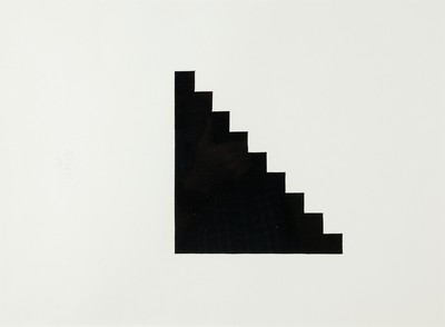 Hubert Kiecol, geb. 1950 Bremen, Treppe, Holzschnitt, sign. und dat. 84, ca. 16x18cm, PP, u.Gl., R. ca. 51x41cm, Professor an der Akadmie Düsseldorf