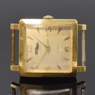 NICOLET WATCH Armbanduhr in GG 750/000, Schweiz um 1960, Automatik, 2-teil. Geh., Boden m. Widmung aufgedr., silb. Zifferbl. m. aufgel. Indizes ...