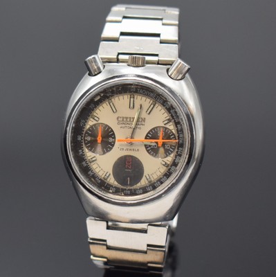 CITIZEN Automatikchronograph sog. Bullhead Referenz 4-901053 Y, Automatik, Japan 1970er Jahre, Metallgeh. inkl. orig. Gliederband m. Faltschl., ...