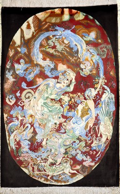 Täbriz fein(50 Raj), Persien, Ende 20.Jhd, Korkwolle mit und auf Seide, ca. 155 x 103 cm,minimale Mottenfraß, EHZ: 2