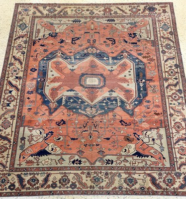Azerbaijan, Persien, Mitte 20.Jhd, Wolle auf Baumwolle, ca. 410 x 362 cm, EHZ: 2(gleichmäßig Dünn)