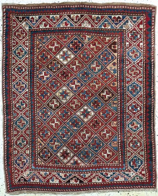 Antiker Kazak, Kaukasus, um 1900, Wolle aufWolle, ca. 165 x 135 cm, EHZ: 3, (großflächig restauriert & verkürzt).