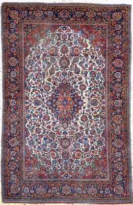 Antiker Keschan, Persien, um 1900, Wolle auf Baumwolle, ca. 202 x 132 cm, EHZ: 4(Morsch).