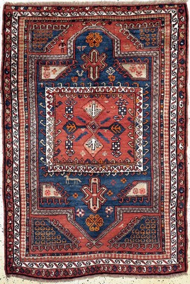 Antiker"Fachalo"Kazak, Kaukasus, um 1900, Wolle auf Wolle, ca. 185 x 130 cm, verkürzt, EHZ: 2(restauriert).
