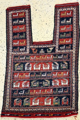 Sumakh"Pferdedecke", Persien, Anfang 20.Jhd, Wolle auf Wolle, ca. 145 x 100 cm, verfärbt, EHZ: 2