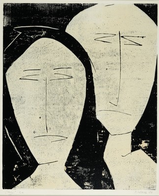 M. Ludwig, zeitgenössischer Künstler, Paar, Lithographie, handsign., dat. 84 und bez. e.a., ca. 60x50cm, u.Gl., R. ca. 75x65cm