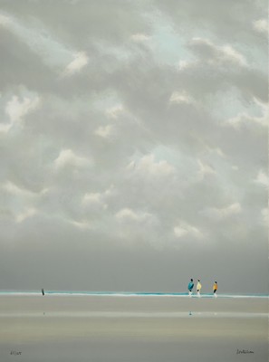 Pierre Doutreleau, geb. 1938 Arles/Frankreich, Promenade sur la plage, Farblithographie, sign. und num. 61/125, ca. 76x56cm, u.Gl., R. ca. 100x70cm