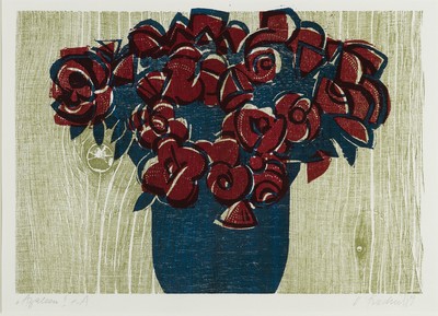 Heinz Friedrich, 1924-2018 Schwetzingen, Azaleen, Farbholzschnitt, betitelt, bez.: e.a., sign. und dat. 89, ca. 26x37cm, PP, u.Gl., R. ca. 51x61cm