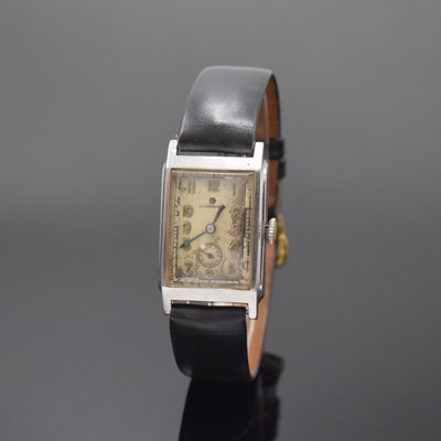 TUTIMA GLASHÜTTE Armbanduhr mit Kaliber Urofa 58 in Stahl, Deutschland um 1935, Handaufzug, rechteckig. Geh., Scharnierboden, silb. Zifferbl. ...
