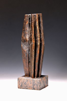 Erich Sauer, geb. 1931 Frankenthal, Bronzeskulptur, "Aufgefächert", 1989, Signaturstempel, rot-grauer Granitsockel, H. 29/34 cm; aus ...