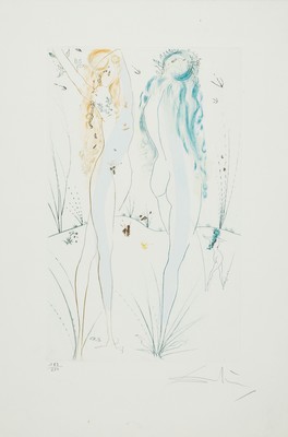 Salvador Dali, 1904-1989, Radierung auf Arches, "kehr zurück, Sulamit" aus der Serie "Das Hohe Lied Salomon", 1971, mit Pochoir ...