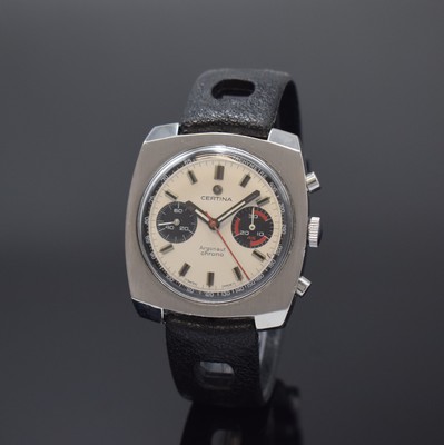 CERTINA Schaltradchronograph Argonaut Referenz 8401, Handaufzug, Schweiz um 1970, kissenförm. Edelstahlgeh., Boden verschr., Krone neutr. ers., ...