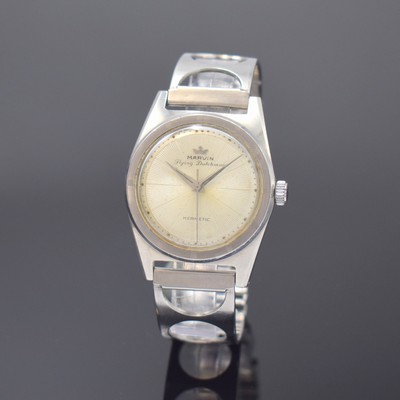 MARVIN Flying Dutchman Hermetic Herrenarmbanduhr, Handaufzug, Schweiz um 1950, Edelstahlgeh. inkl. neutr. Gliederband, Boden verschr., Indexlünette, ...