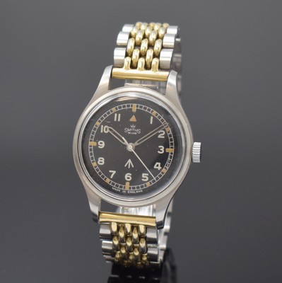 SMITHS De Luxe Herrenarmbanduhr für das britische Militär, England um 1969, Handaufzug, Stahlgeh., geschr. Boden sign. WIO/6645-99-961-4045 und ...